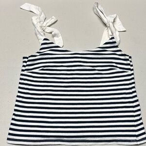 J. Crew Navy and White Striped Tie-Shoulder Tank